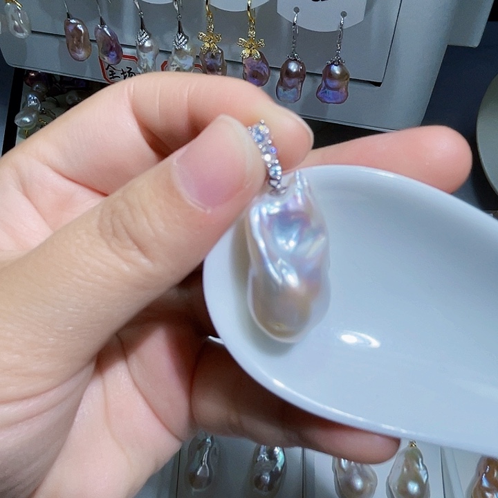 淡水珍珠吊坠(不含链)银S925镶嵌司*沂