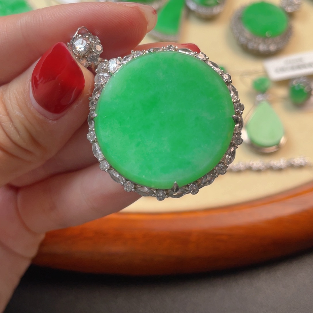 翡翠吊坠(不含链)银S925镶嵌