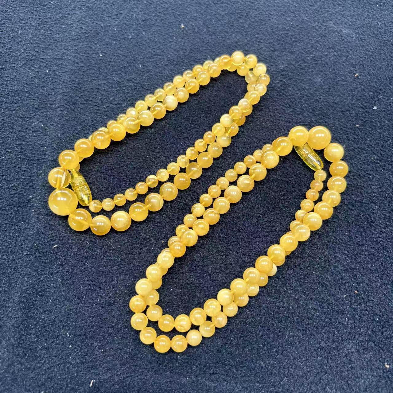 天然鸡油黄蜜蜡塔链项链 M606—多样性发一