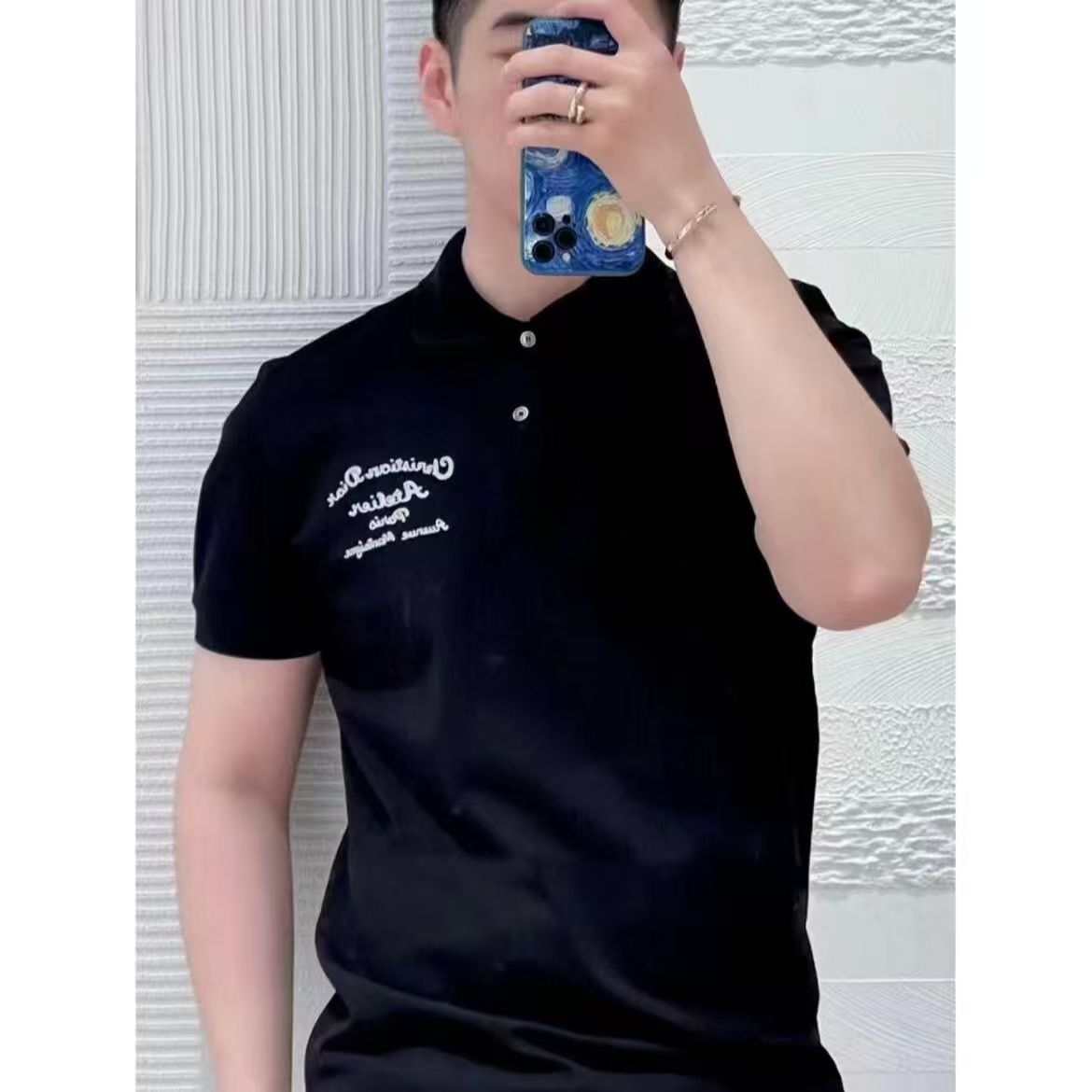 未使用 DIOR/迪奥 经典字母标语系列logo刺绣Polo短袖T恤