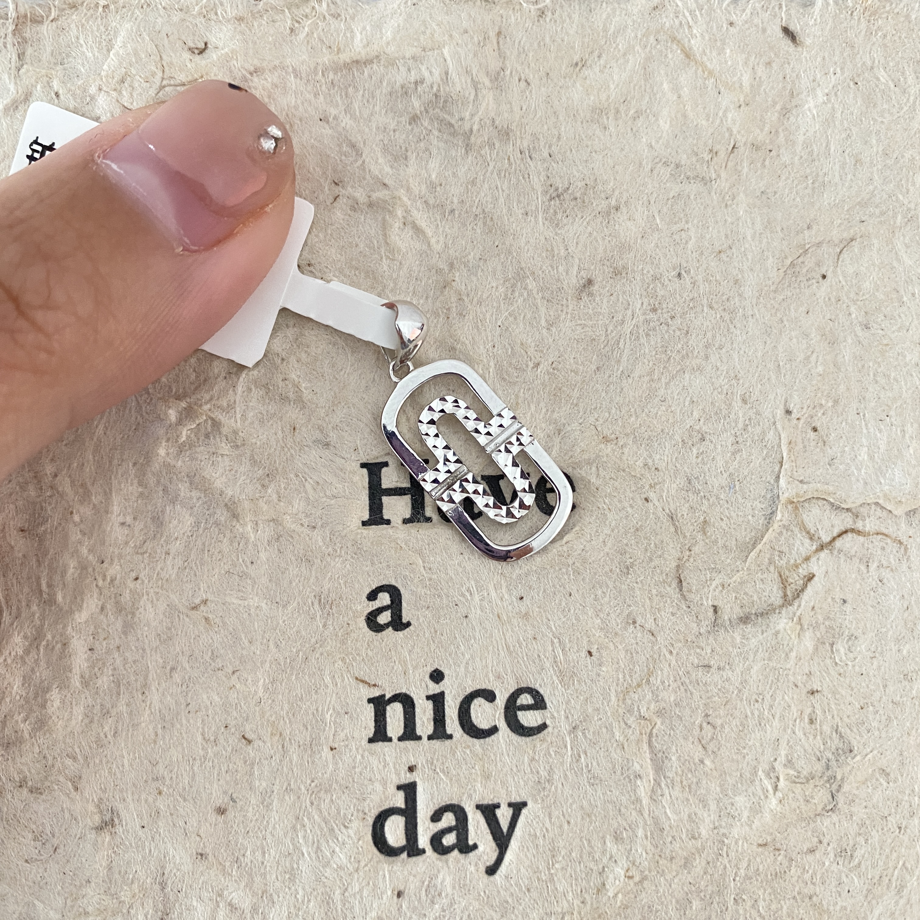 铂金950 回形针吊坠