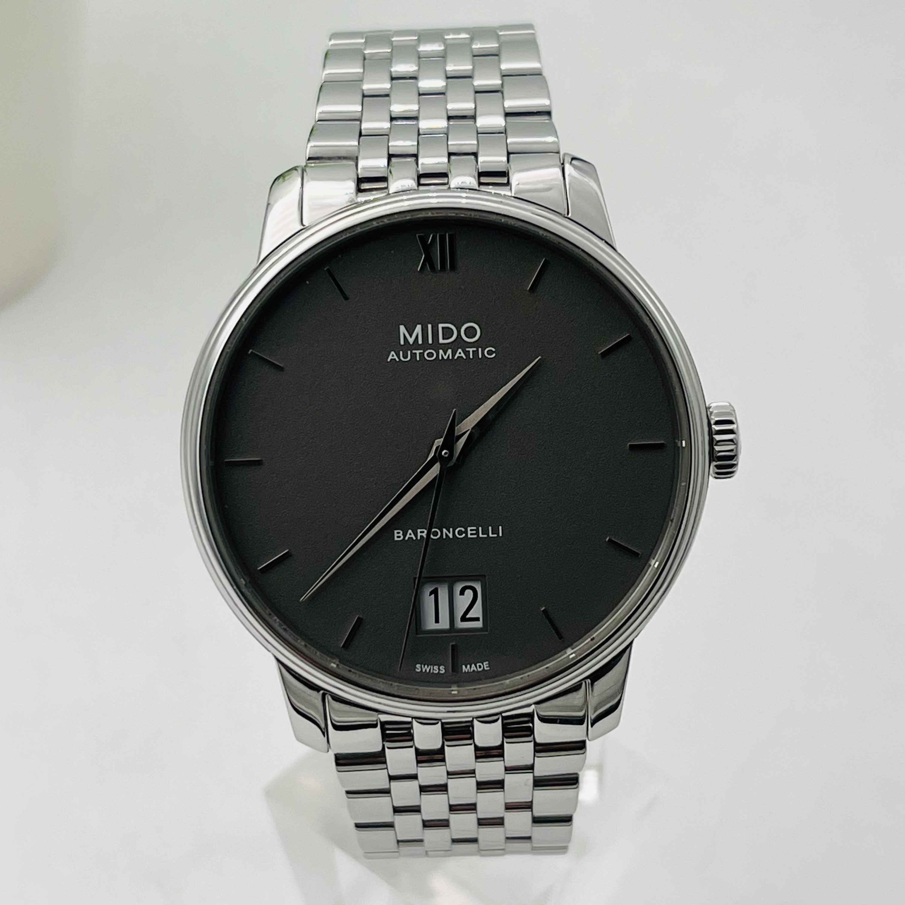 99新 Mido/美度 臻时/贝伦赛丽灰盘大日历瑞士机械男士腕表40盘