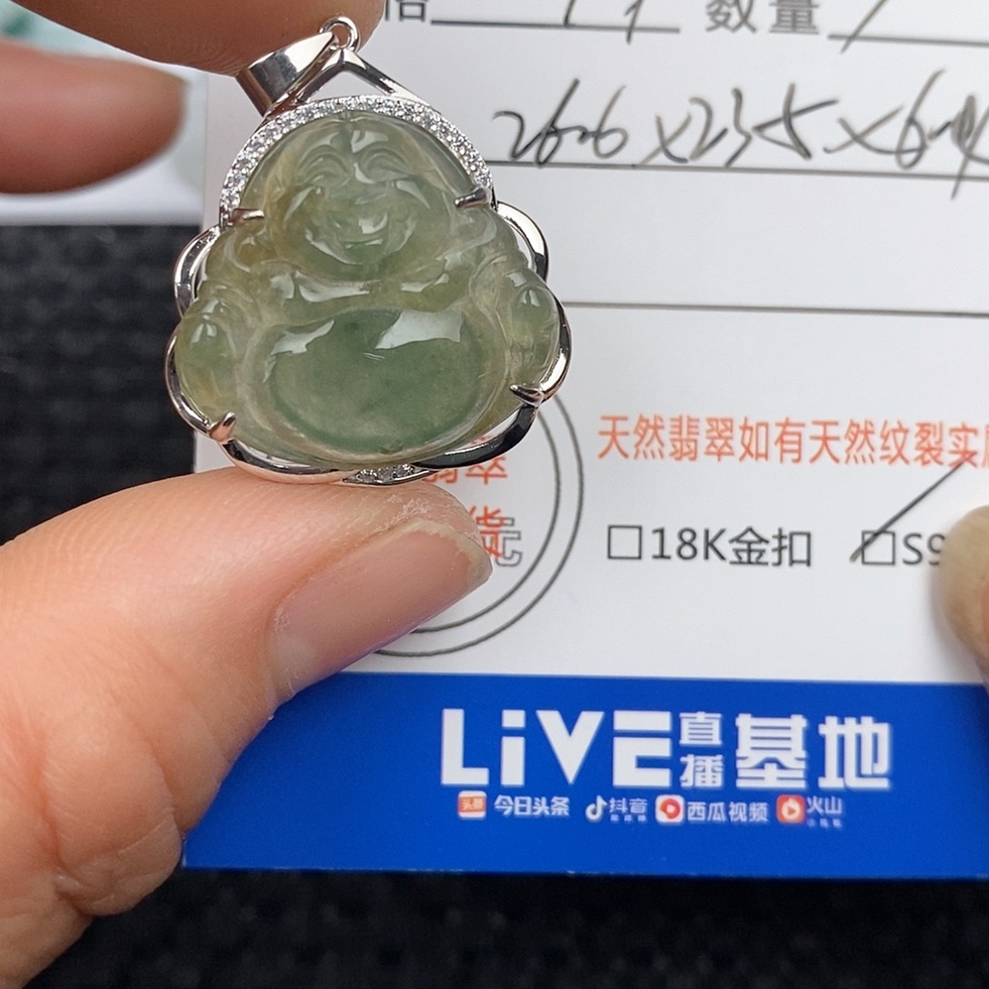 翡翠颈饰银S925镶嵌吊坠