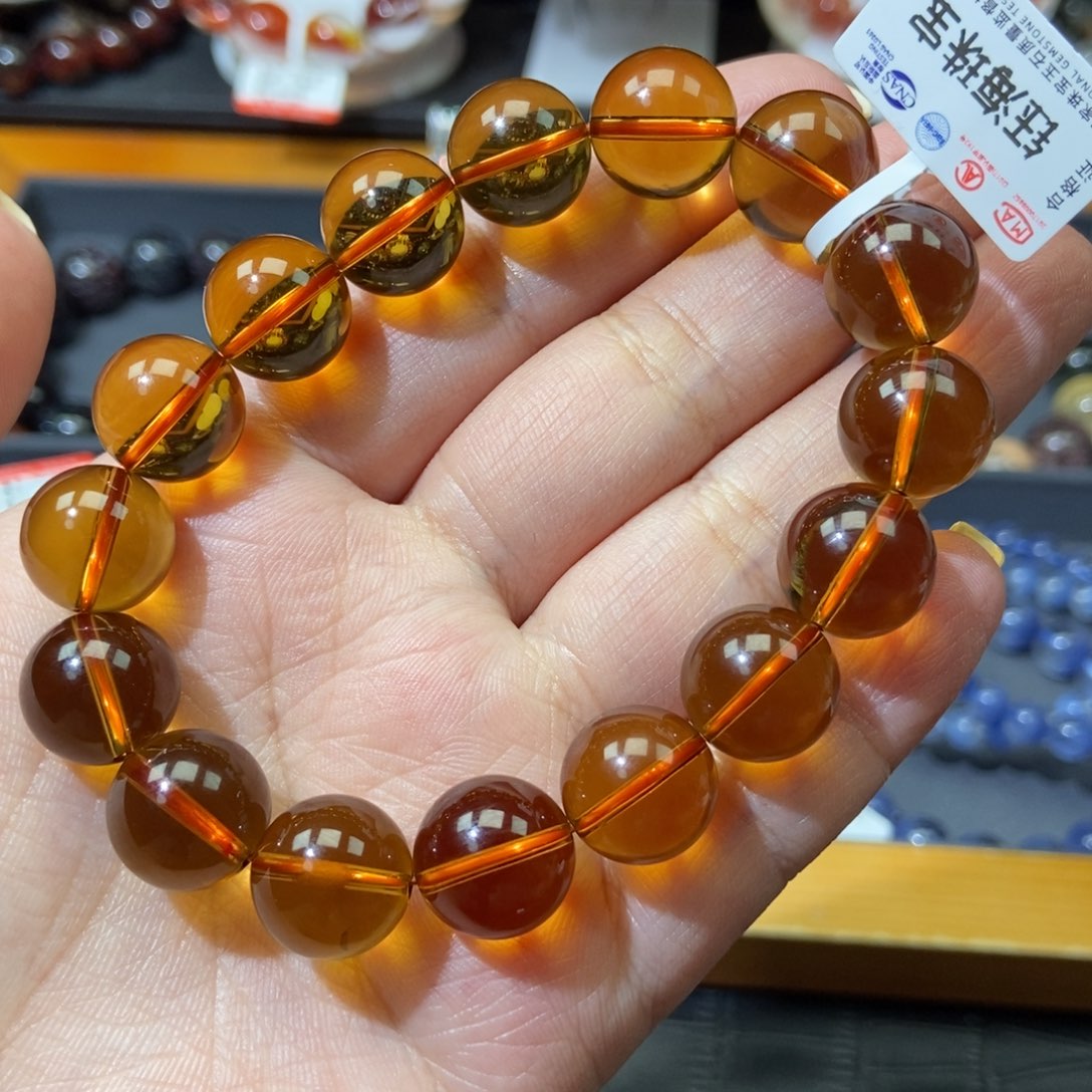 水晶黄水晶手链13毫米未镶嵌?****粮