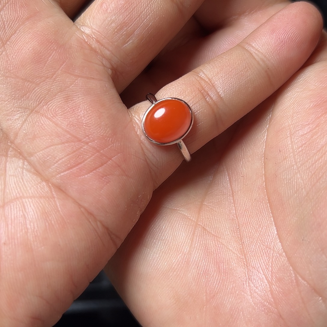 j***a南红玛瑙银S925镶嵌戒指