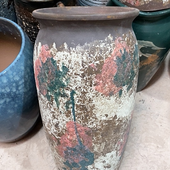 紫砂花盆口22高度41油画