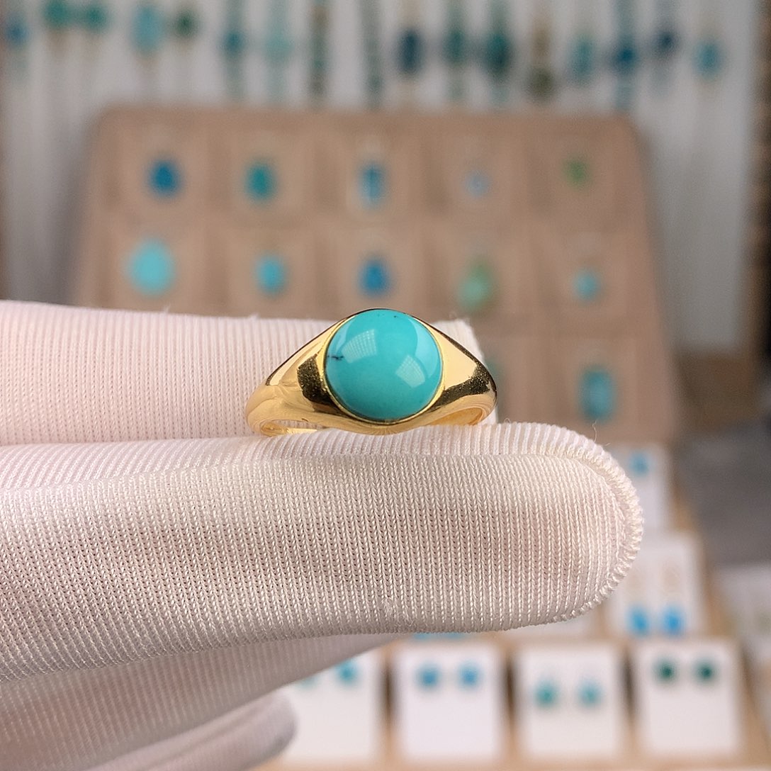 绿松石银S925镶嵌戒指