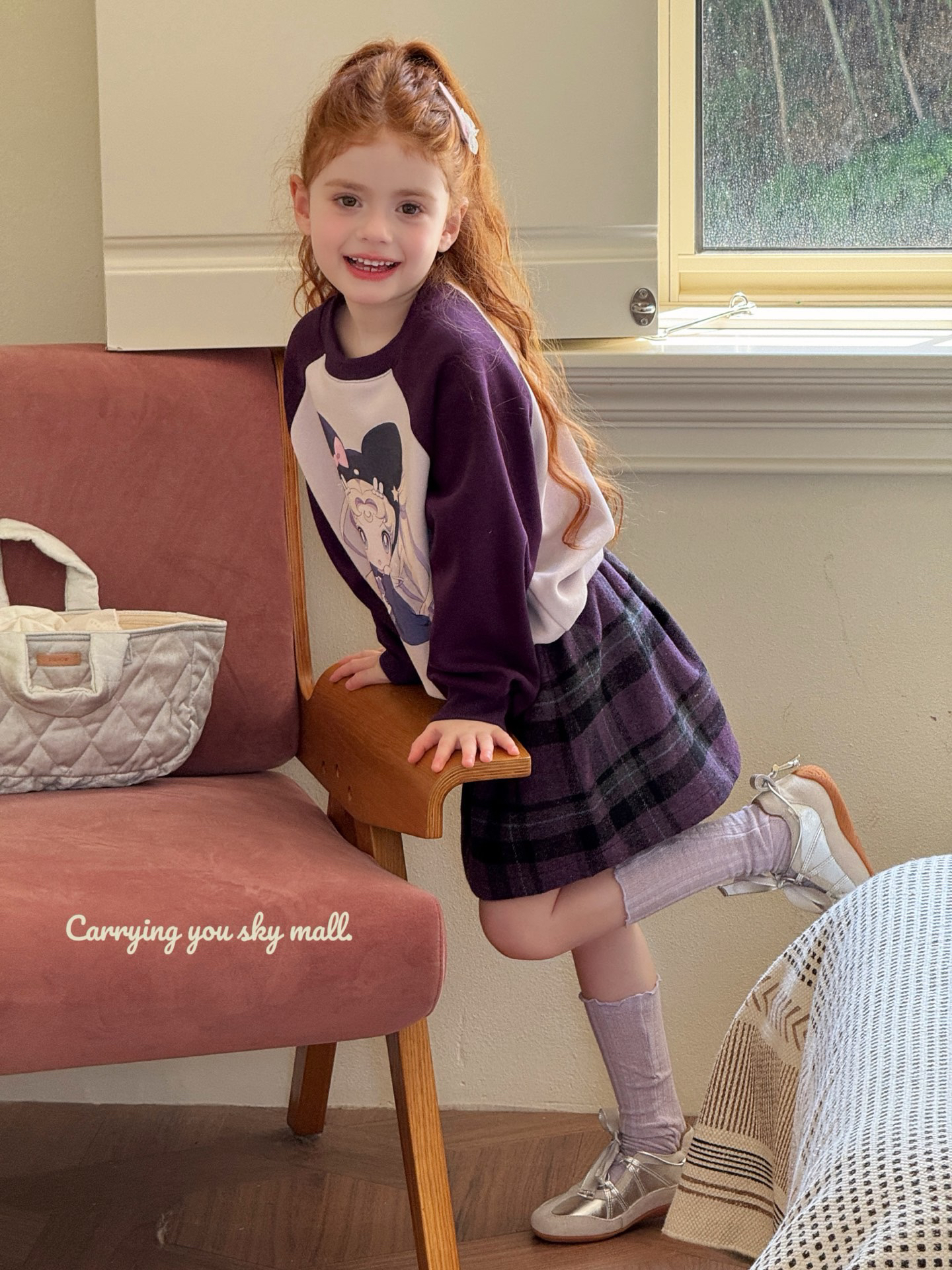 ，学院风春秋秋季纯色女格子套装短裙裙子童装长袖