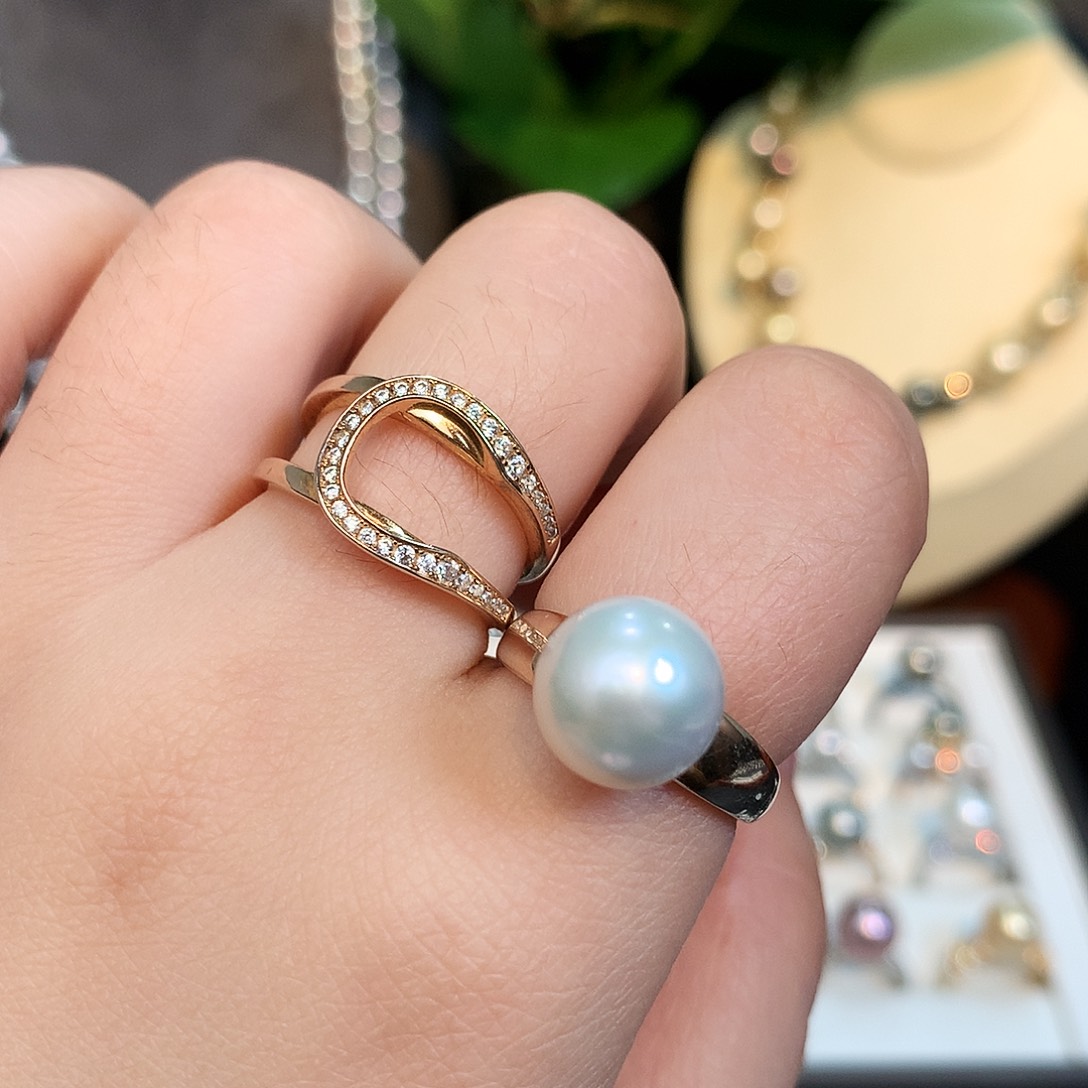 戒指淡水珍珠银S925镶嵌