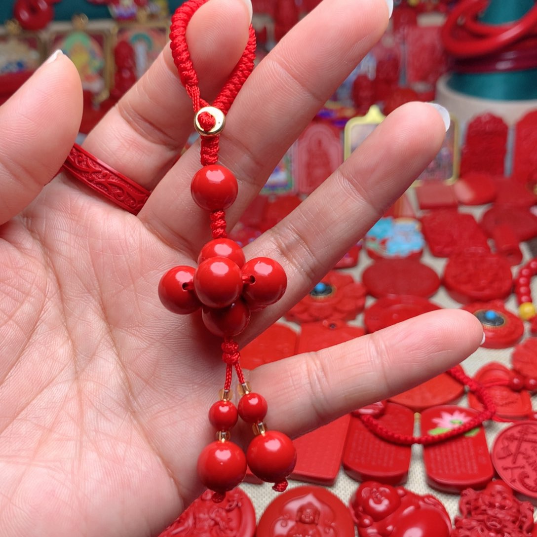 天然辰砂工艺品朱砂钥匙扣