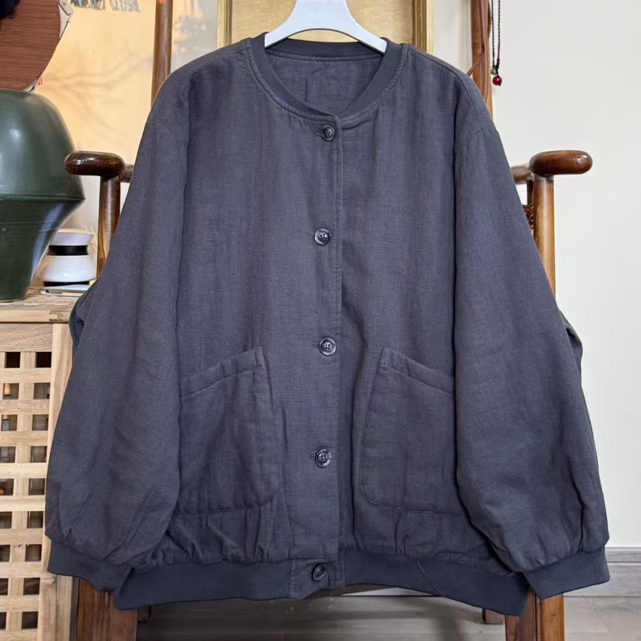 【云目悠悠】秋冬季简约时尚高端加厚汉麻女士外套-20251013