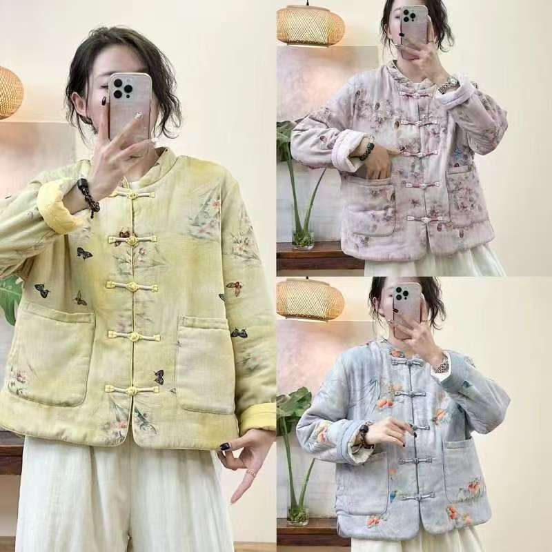 【顺馨原创女装】苎麻印花刺绣上衣宽松显瘦气质小衫孤品001-100