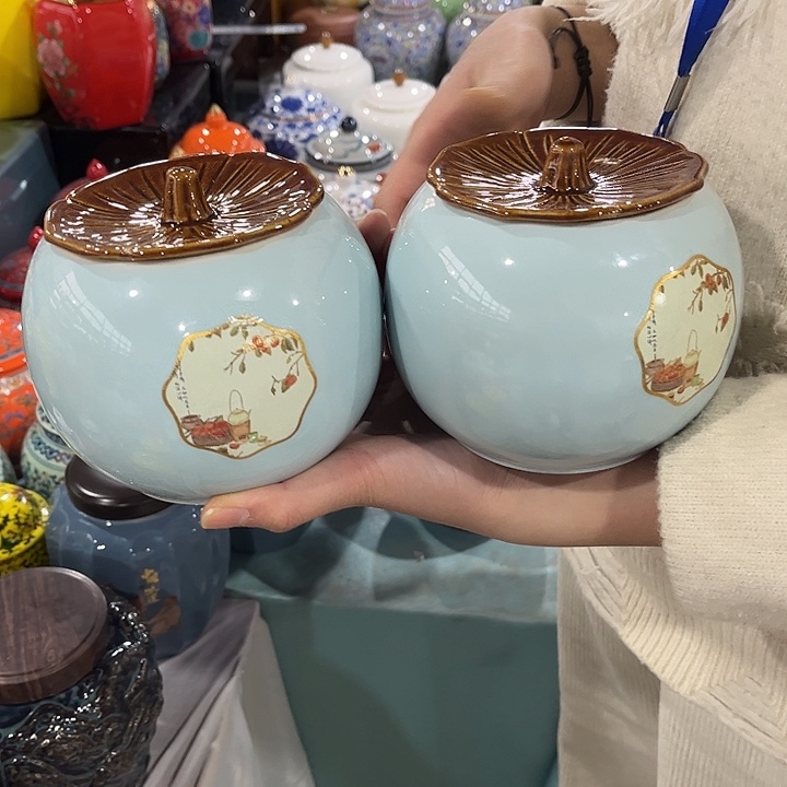 摆件陶瓷茶叶罐陶瓷密封罐