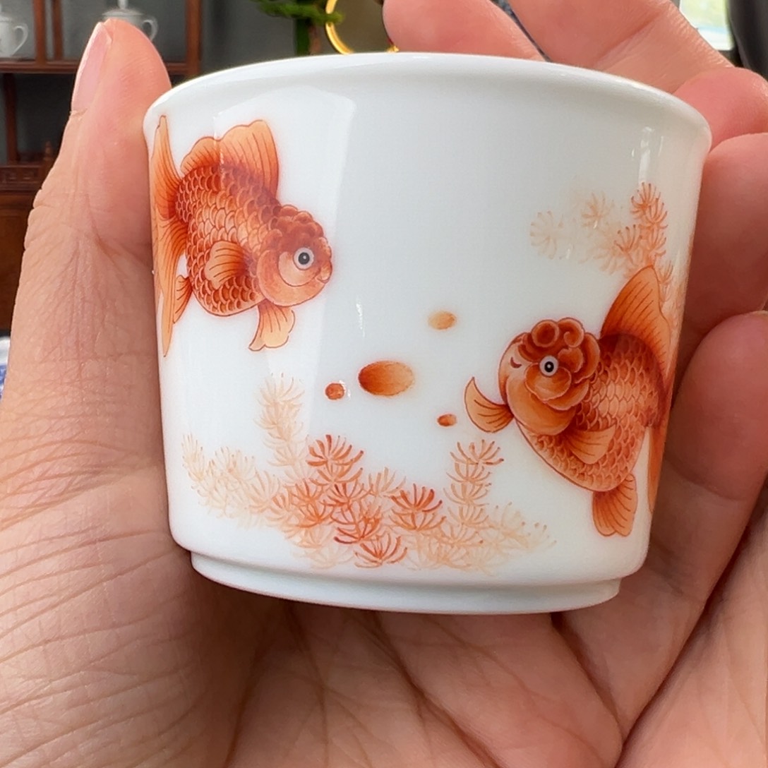 柴窑矾红如鱼得水书卷杯