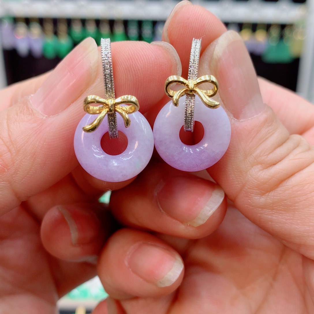 翡翠18K金镶嵌耳饰用****1