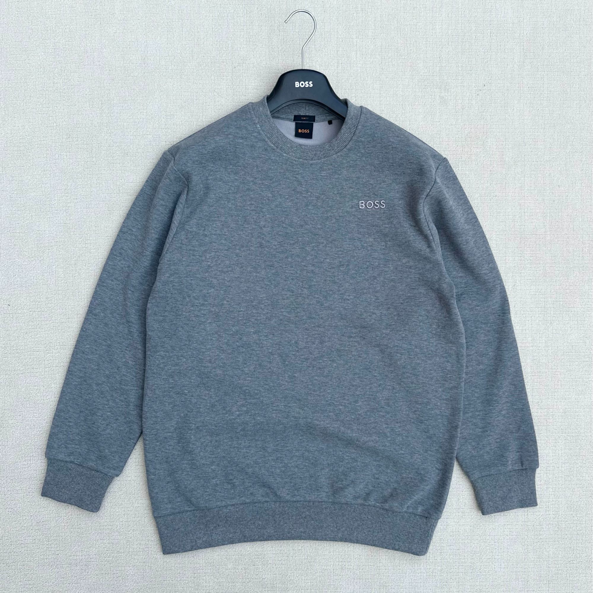 HUGO BOSS/德绒系列/提花毛呢纹/刺绣logo标/圆领卫衣（卡码拍小)