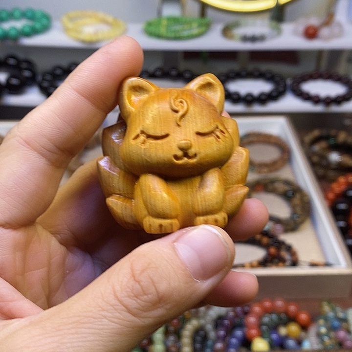 木崖柏手把件凤九可编绳