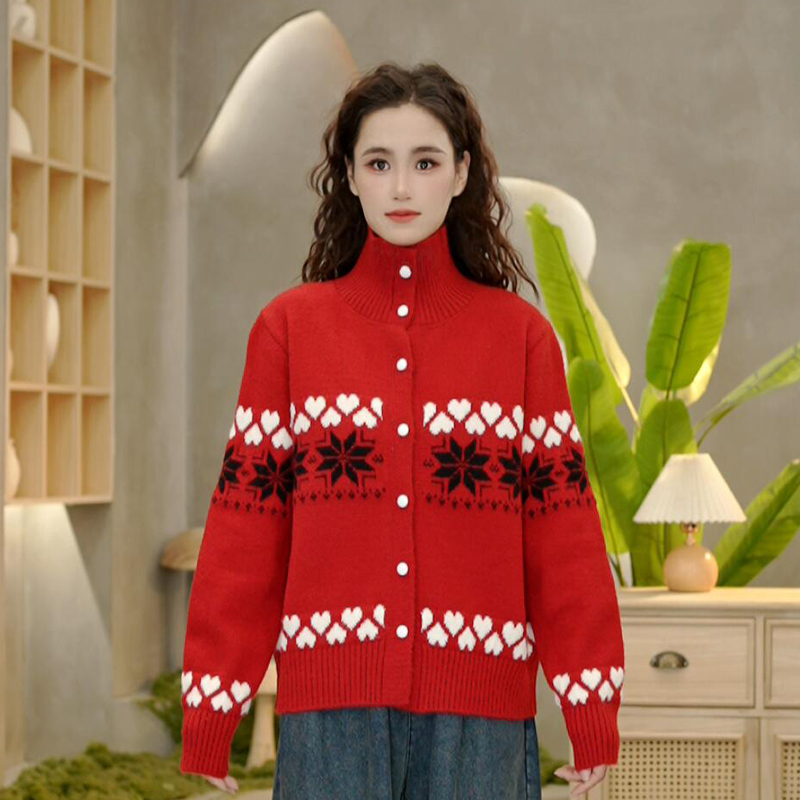 2205费尔岛针织开衫女秋冬季新款加厚慵懒套头宽松软糯毛衣上衣女