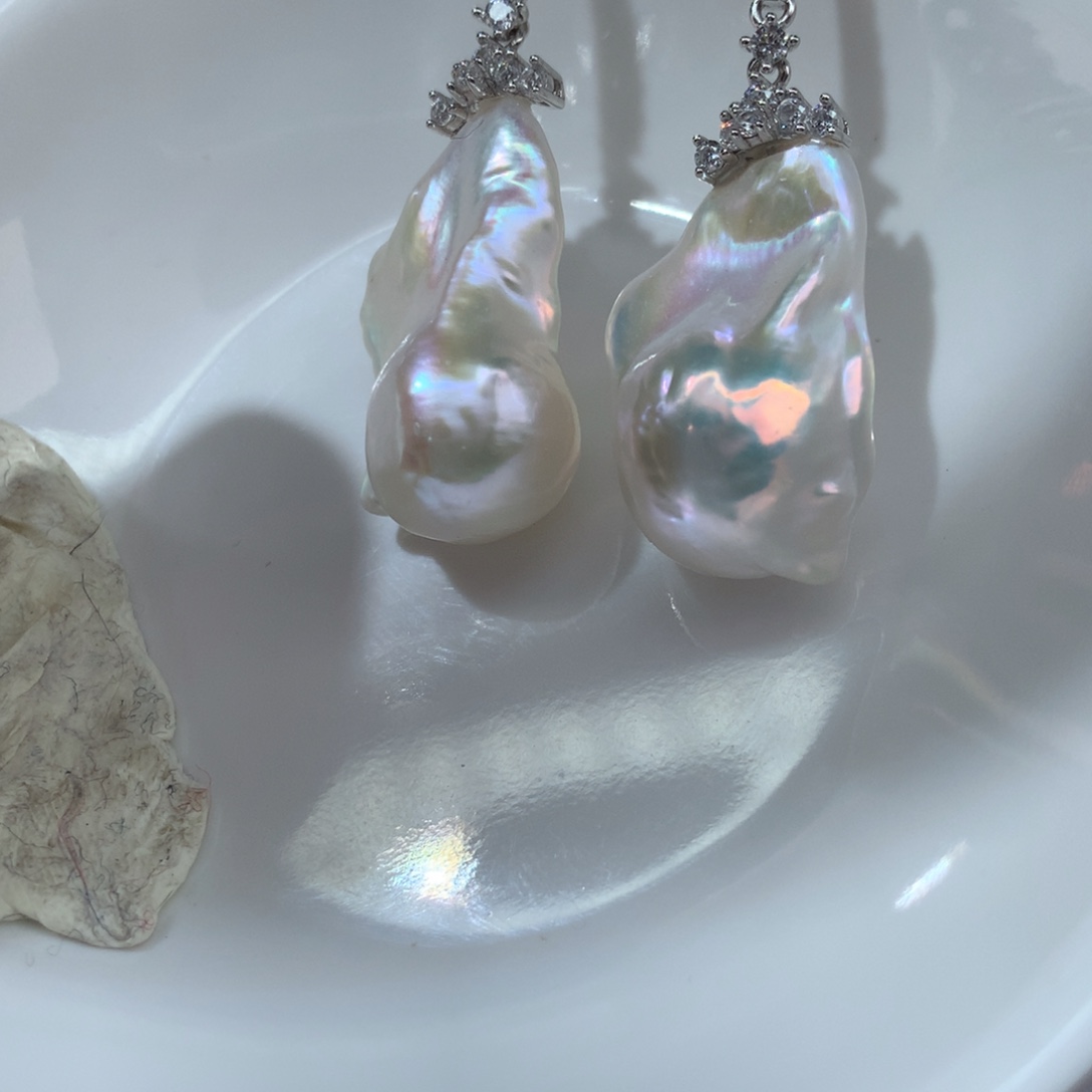 千***变耳饰淡水珍珠银S925镶嵌