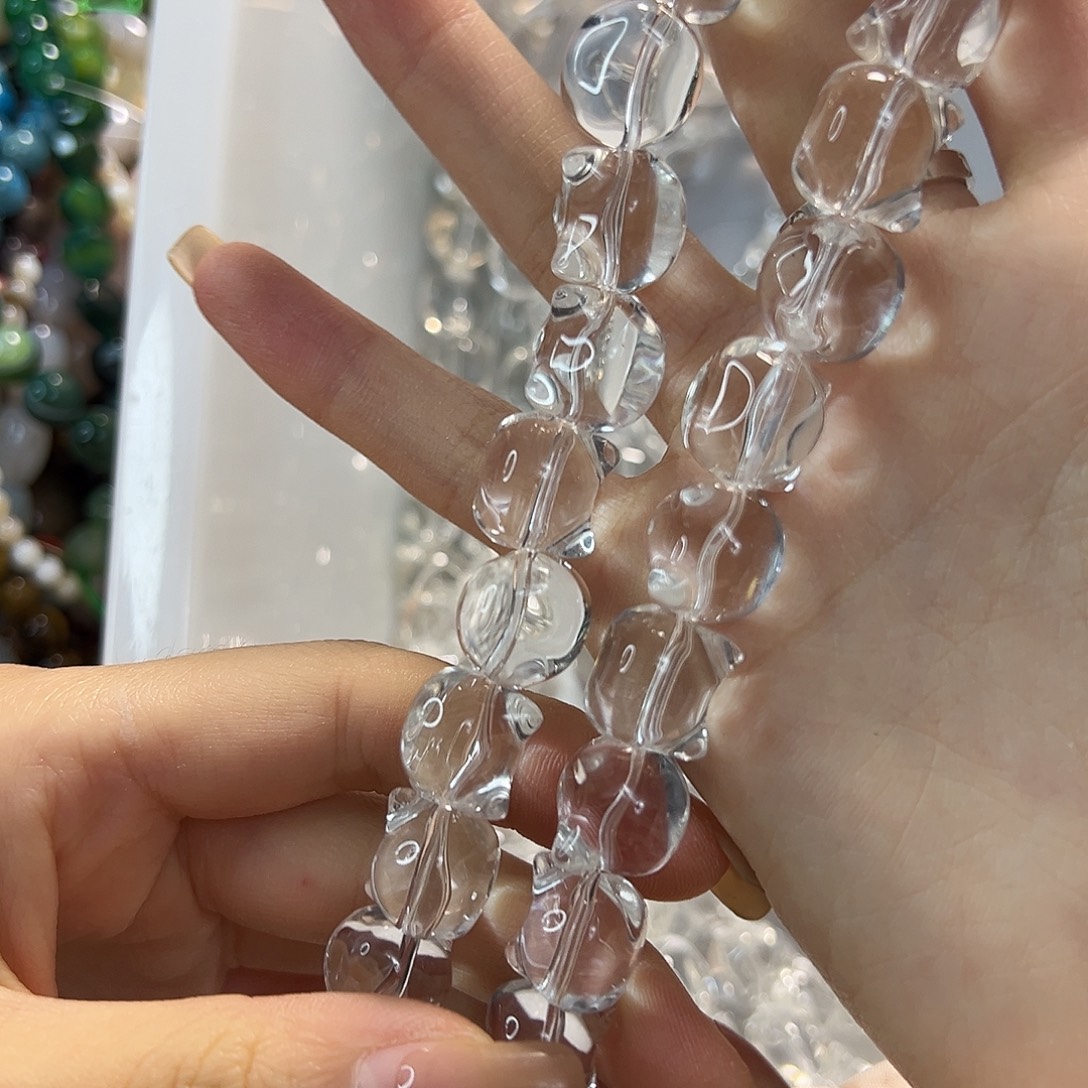 玛瑙/玉髓未镶嵌珠宝半成品压电白水猫头25颗