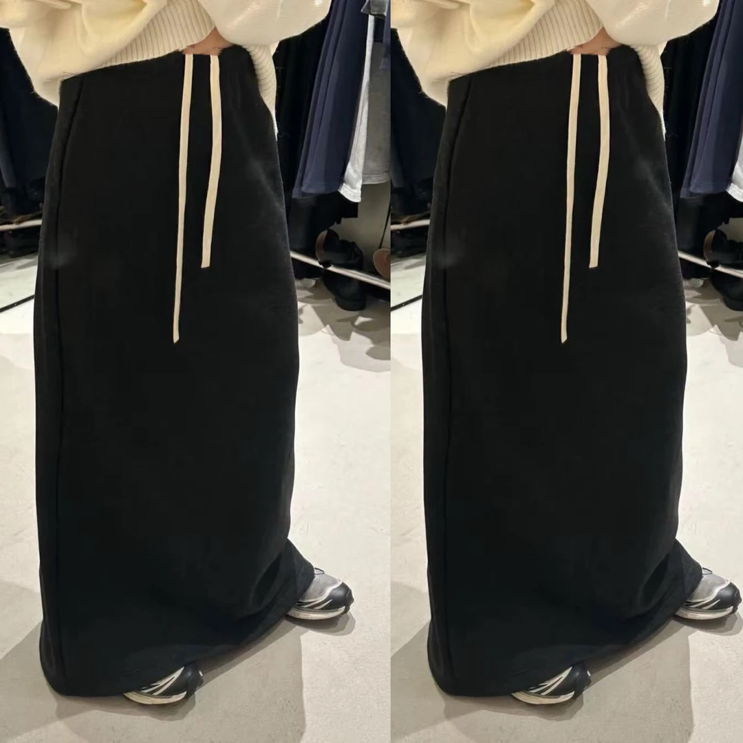 裙长100高个子加绒加厚加长显瘦半身裙