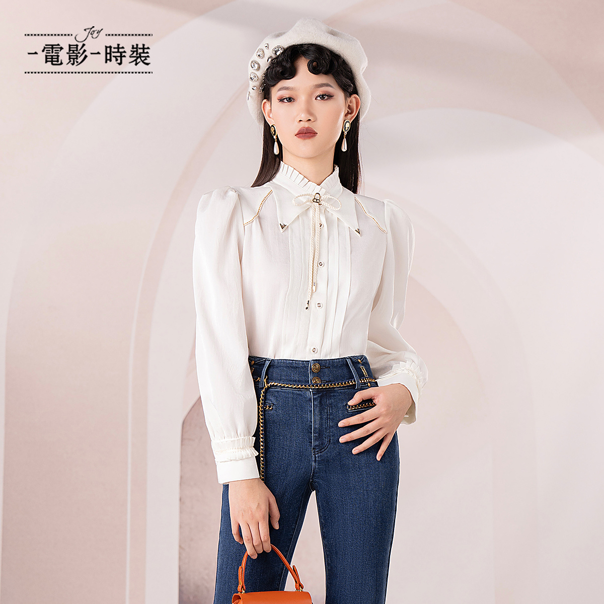 【蜜思仝】一电影一时装气质飘带小众独特漂亮衬衫FEIS142503