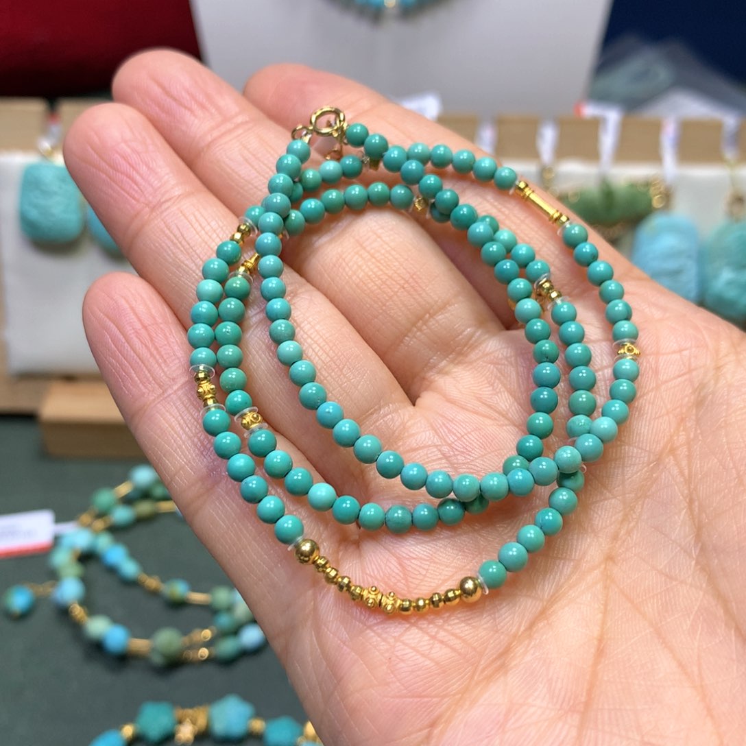 绿松石项链18K金镶嵌