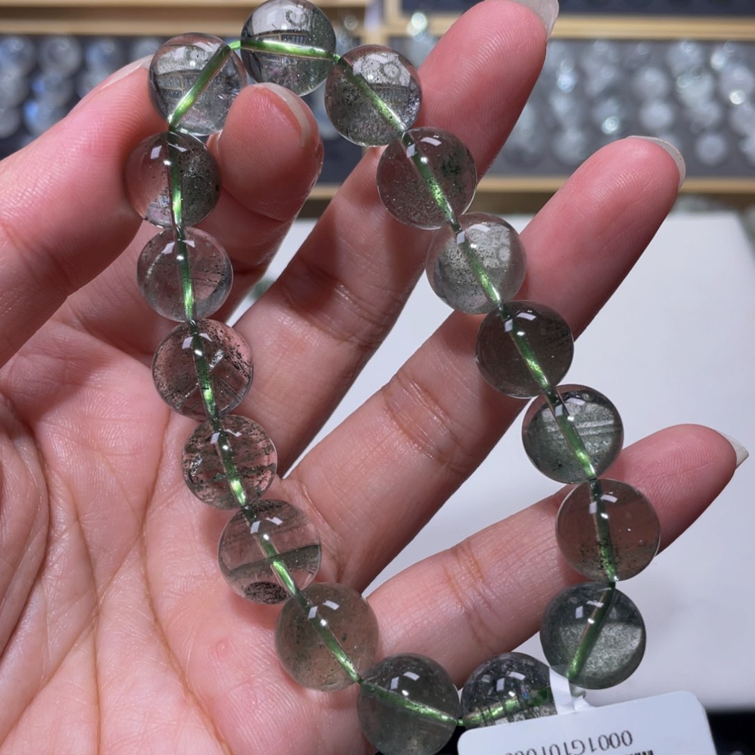 水晶手链未镶嵌杉*绿幽灵手链12m