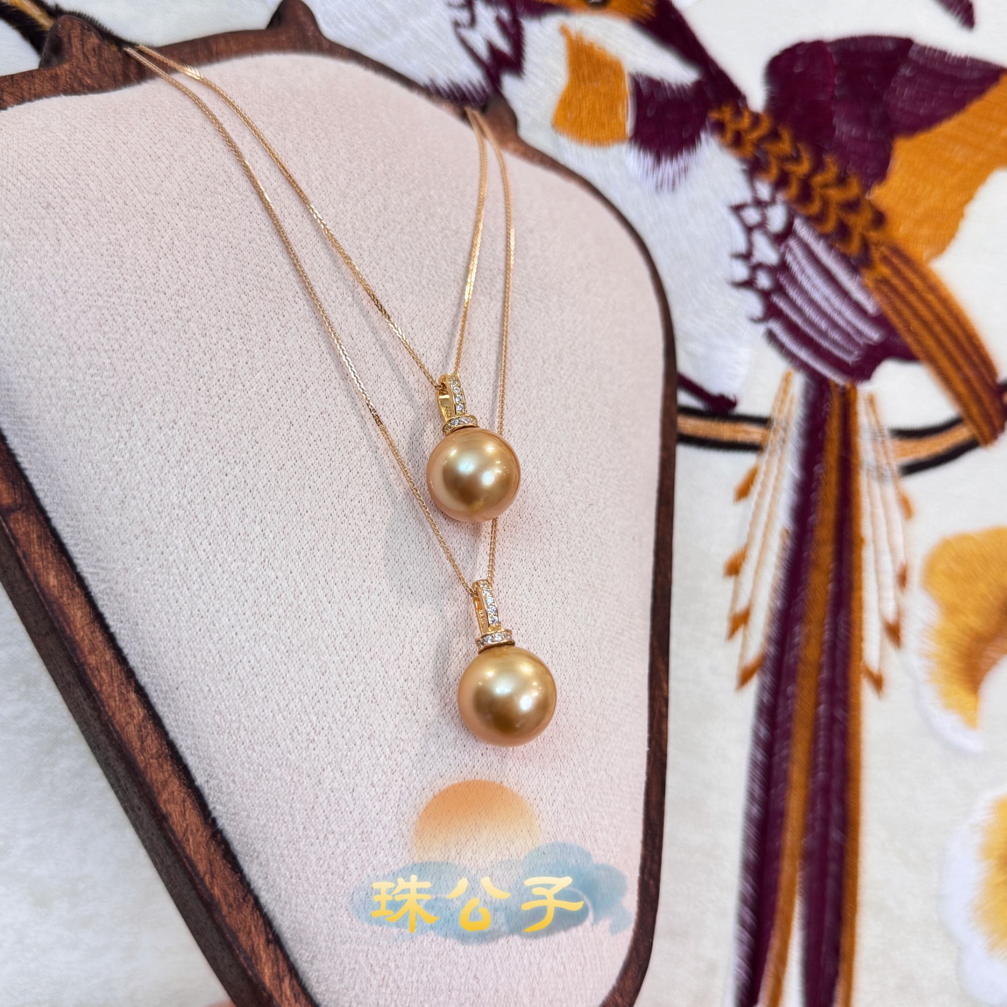 【珠公子】海水南洋金珠吊坠 浓金超大14-15mm 万能扣（多样性发一）