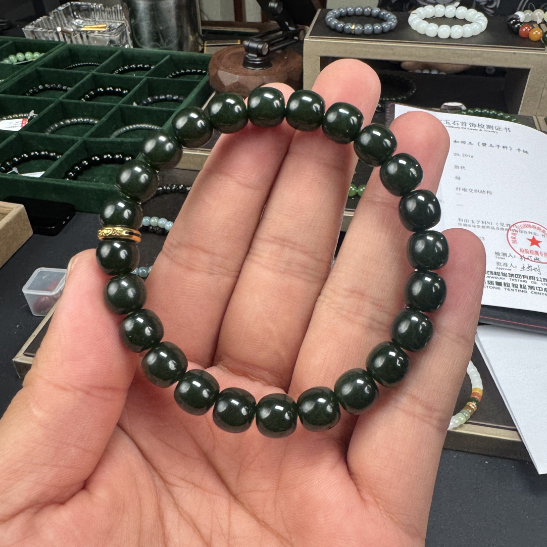 【玉道·出品】9mm碧玉籽料手串  藏物系列