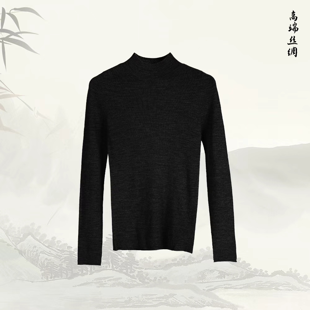 【加厚可机洗美丽诺绵羊毛】显瘦休闲打底中领长袖上衣543003