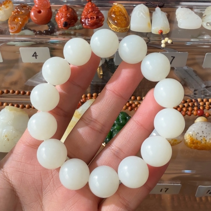 和田玉颈饰未镶嵌新疆和田玉15mm手串