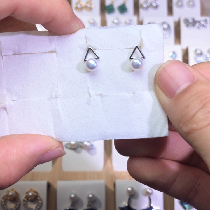 淡水珍珠耳饰银S925镶嵌
