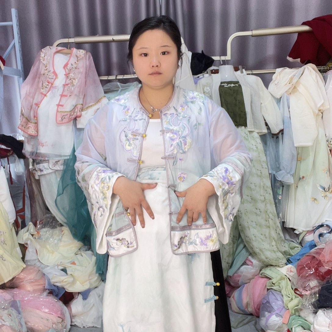 蓝色清汉女三件套s m l备注尺码
