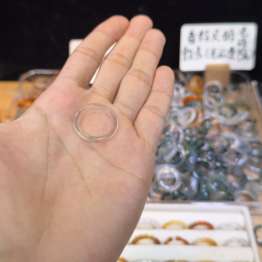 玛瑙/玉髓戒指未镶嵌56号18.5 圈满9.9包邮有瑕疵