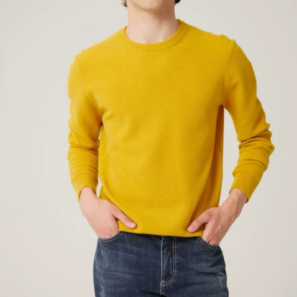 冬季男士经典款保暖羊毛衫圆领套头