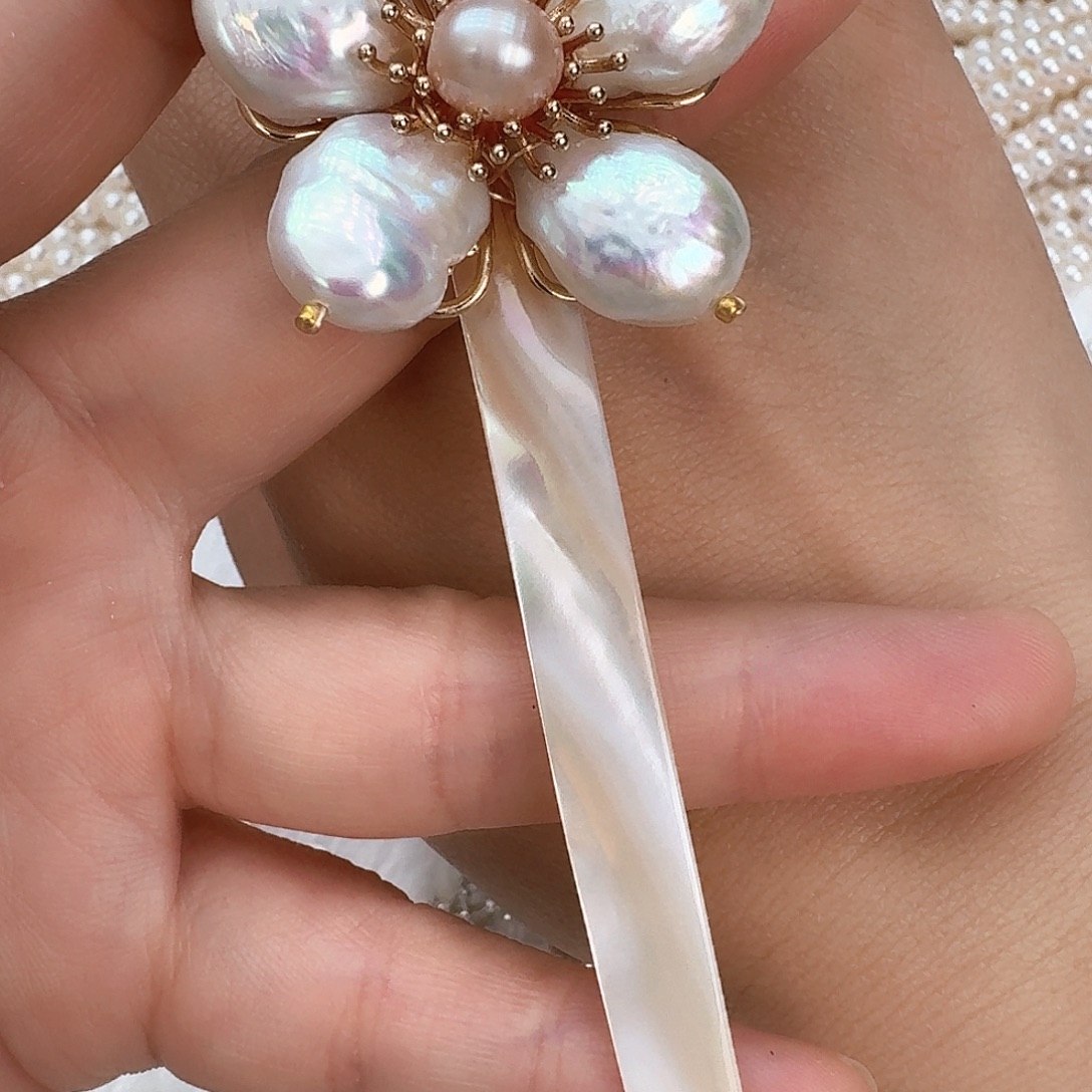 淡水珍珠发饰未镶嵌