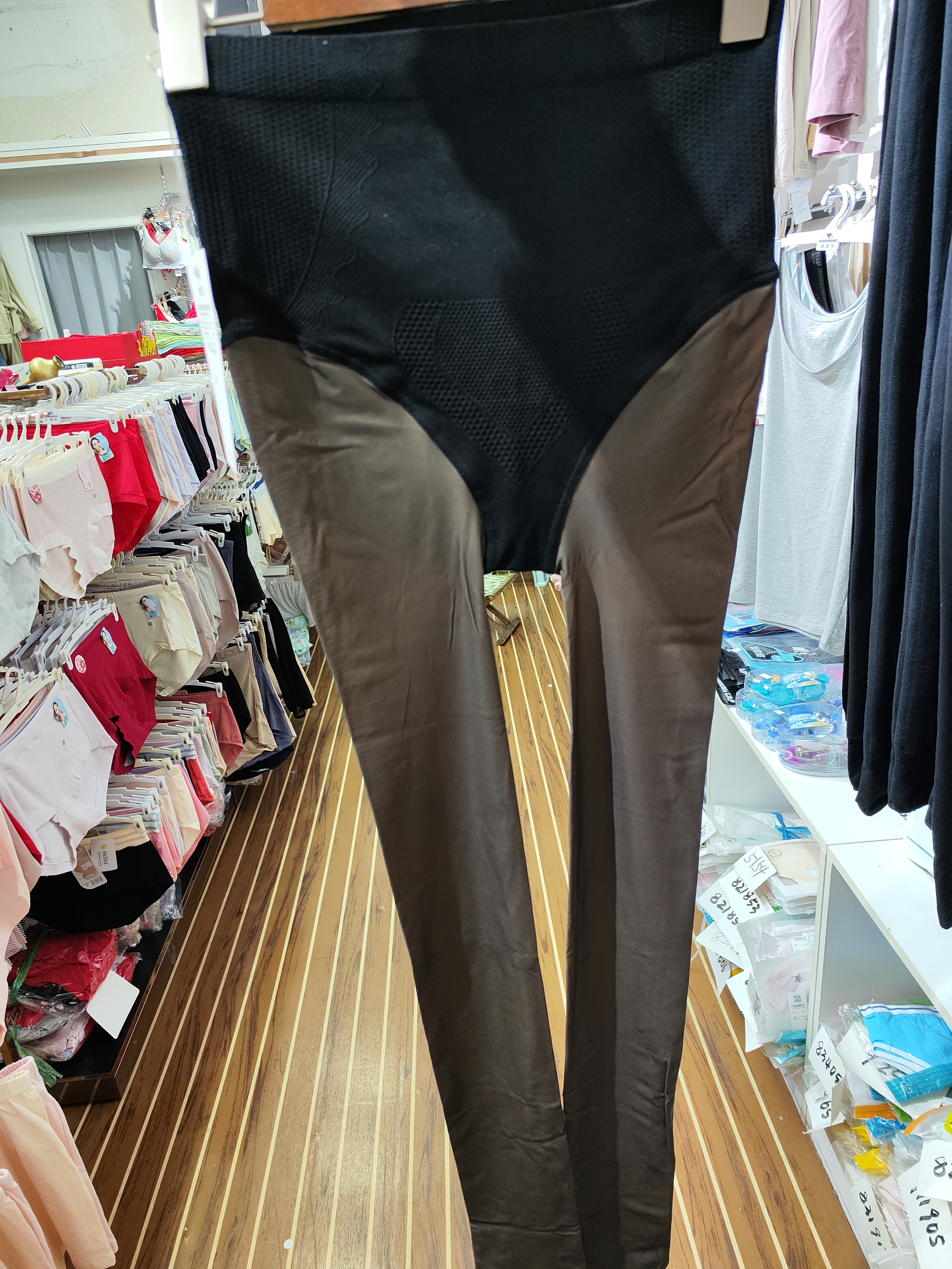 秋冬加绒加厚假透肉打底裤女高腰收腹光腿神器咖透肉灰透肉