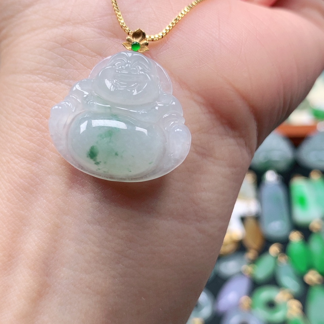 翡翠18K金镶嵌吊坠(不含链)