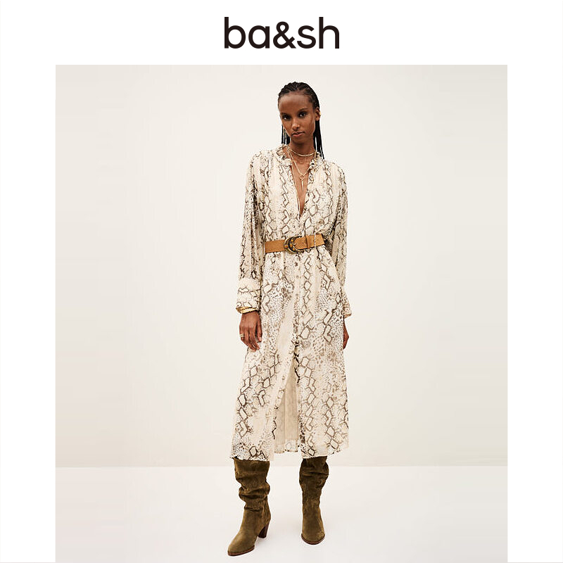 【流光风】ba&sh 2025新款秋季波西米亚风长袖度假风连衣裙1H25SAHA