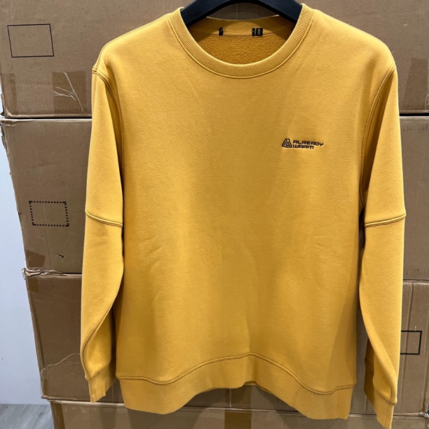 8922撤柜H剪标男士加绒圆领一体绒黄色卫衣智慧绒秋冬上衣