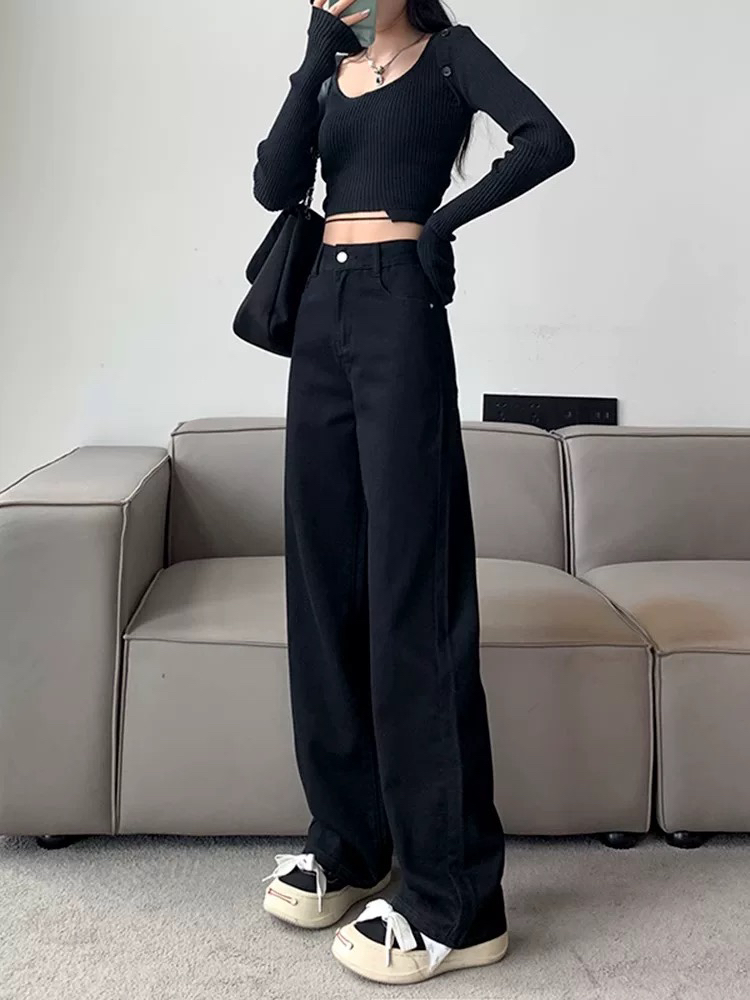 1013#黑色牛仔裤