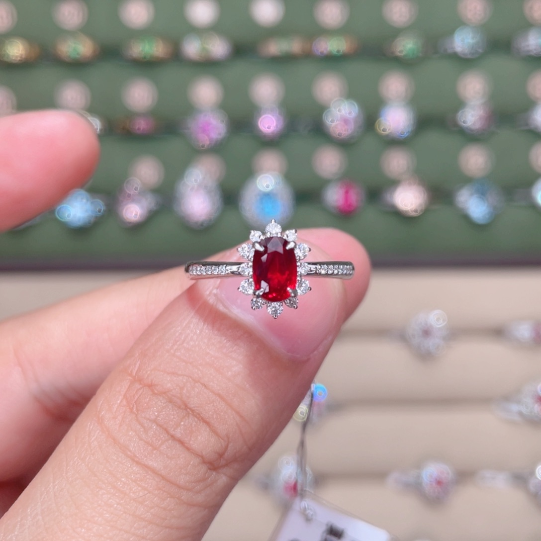 红宝石戒指铂Pt950镶嵌1.02ct 无烧鸽血