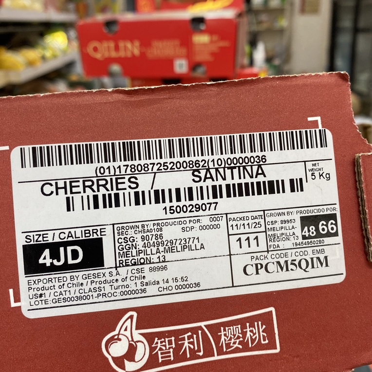 智利海运4JJJJD级车厘子5斤整箱 提供精美手提袋Bing宾智利