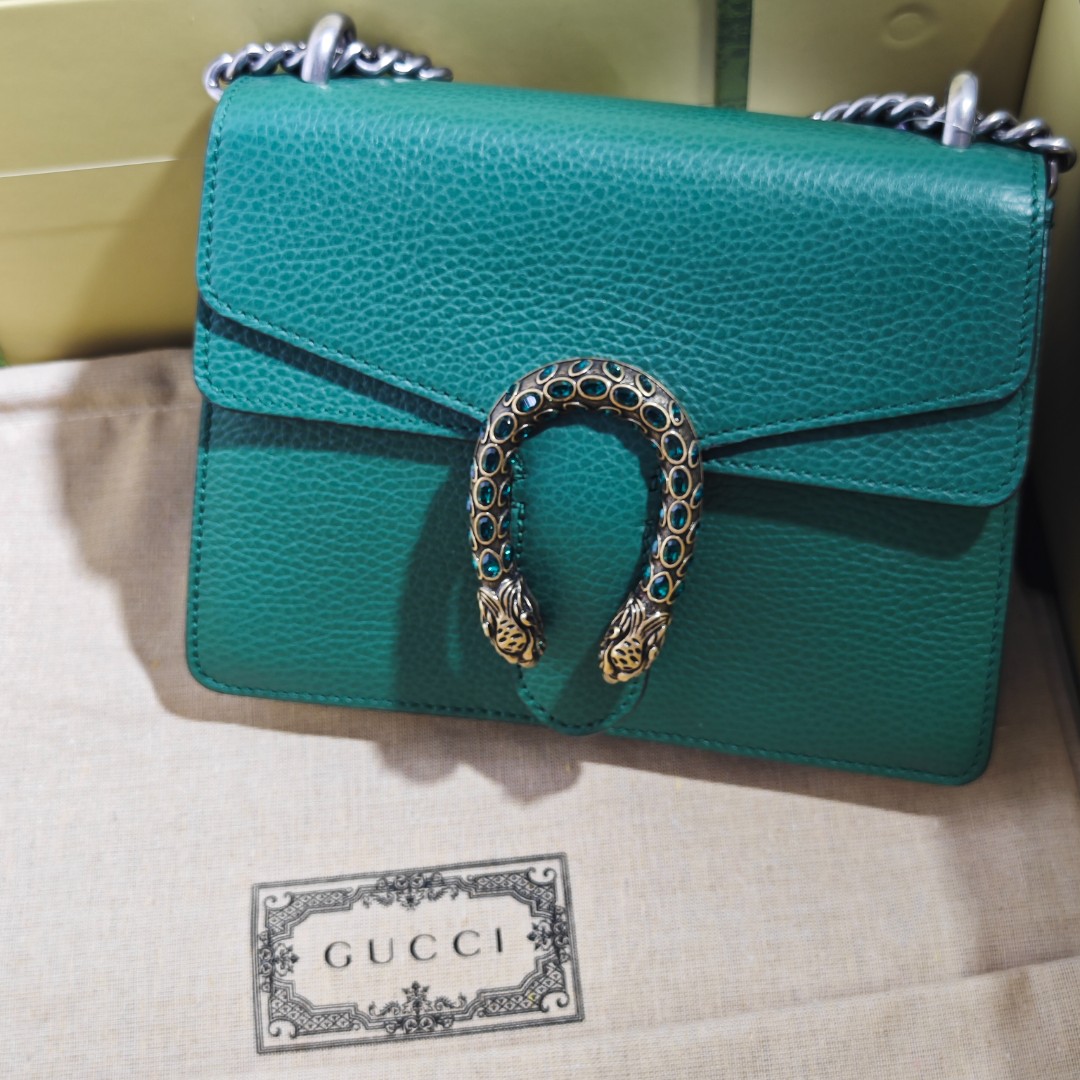 99新 GUCCI/古驰 绿色酒神单肩包 D 1201