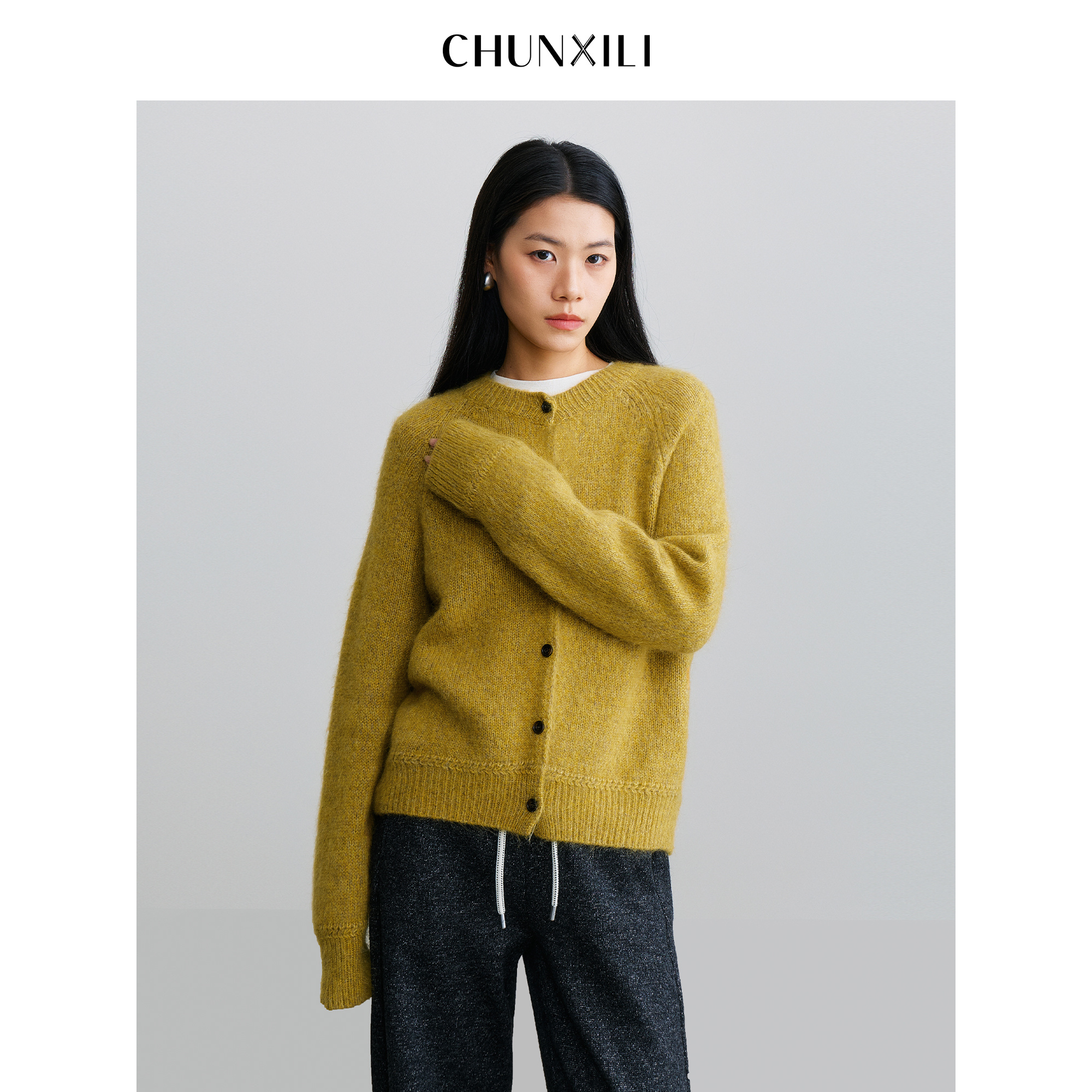 【 芥末系列】CHUNXILI/春熙里   复古慵懒风宽松百搭毛衣D00M54173