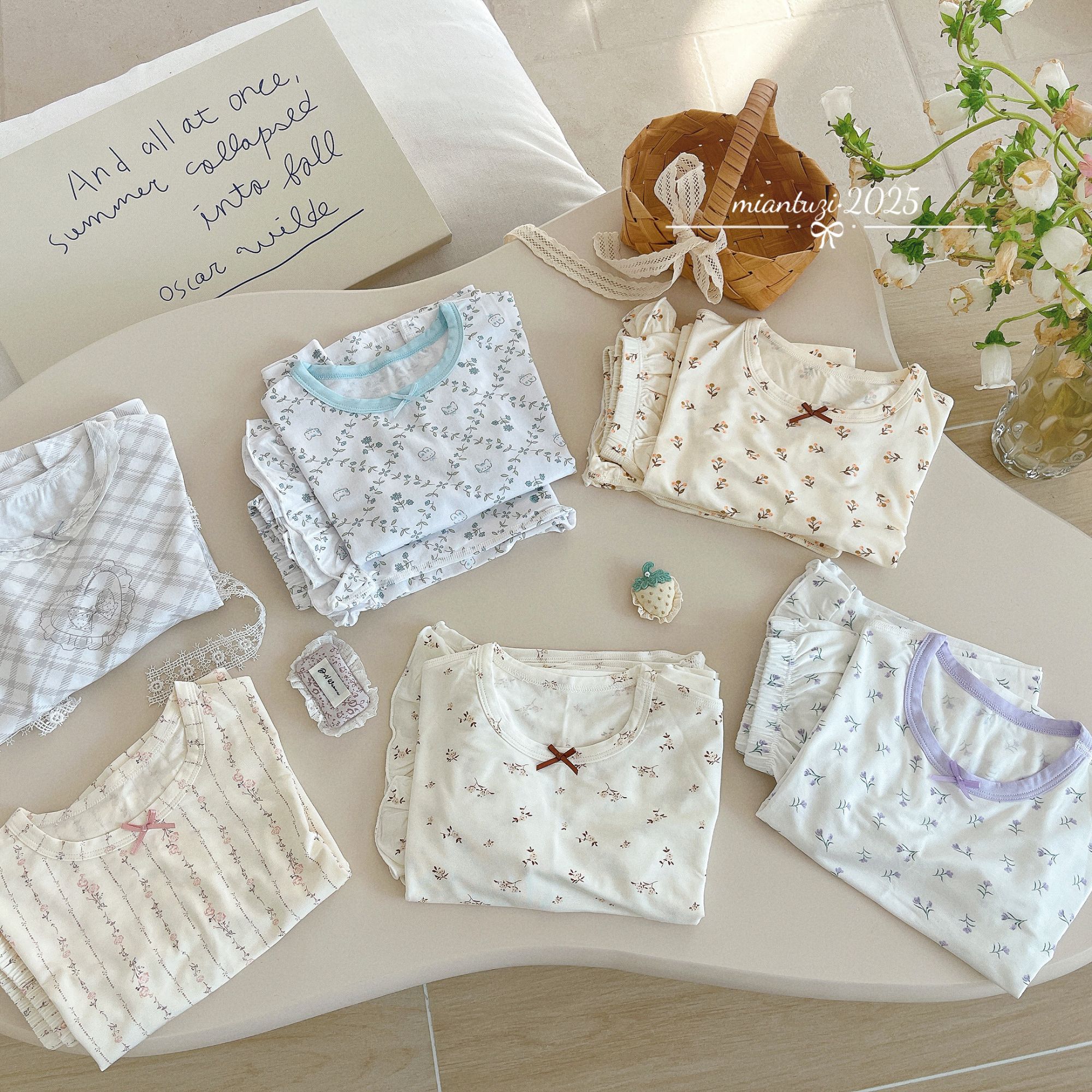 【现货】251-棉兔子童装2025夏新款女童七分家居服套装68005多色