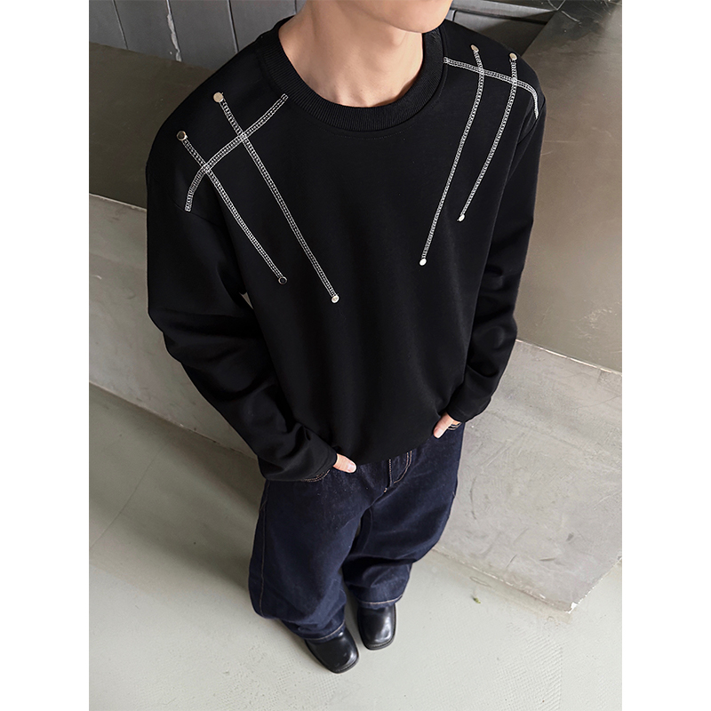 DT潮牌秋季长袖款印花圆领长袖套头卫衣宽松港风休闲风美式卫衣