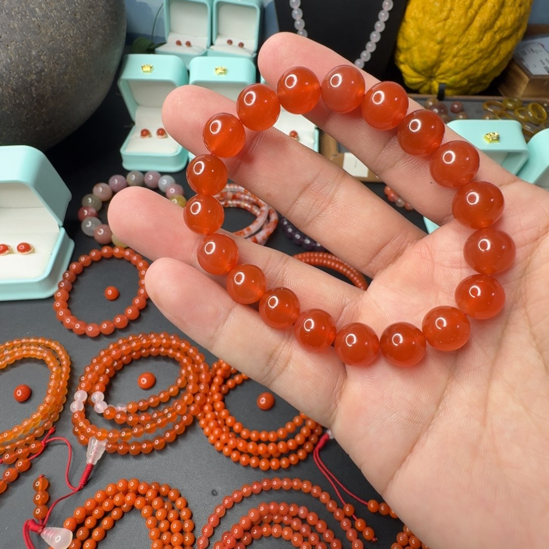 南红玛瑙未镶嵌单圈卡10冰红