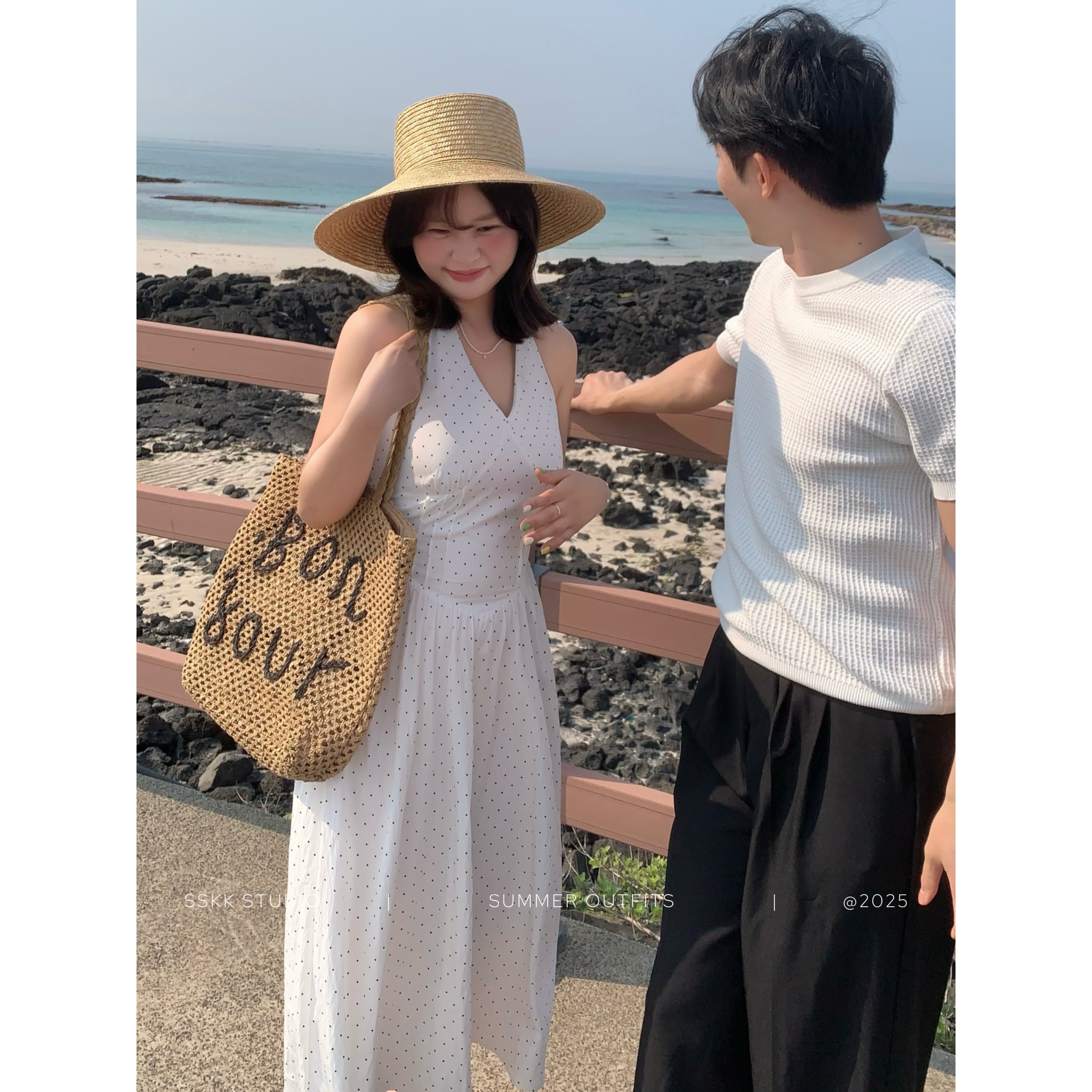 KMZY/KMZY山_山【御姐风情】微胖法式波点印花挂脖式收腰显瘦连衣裙